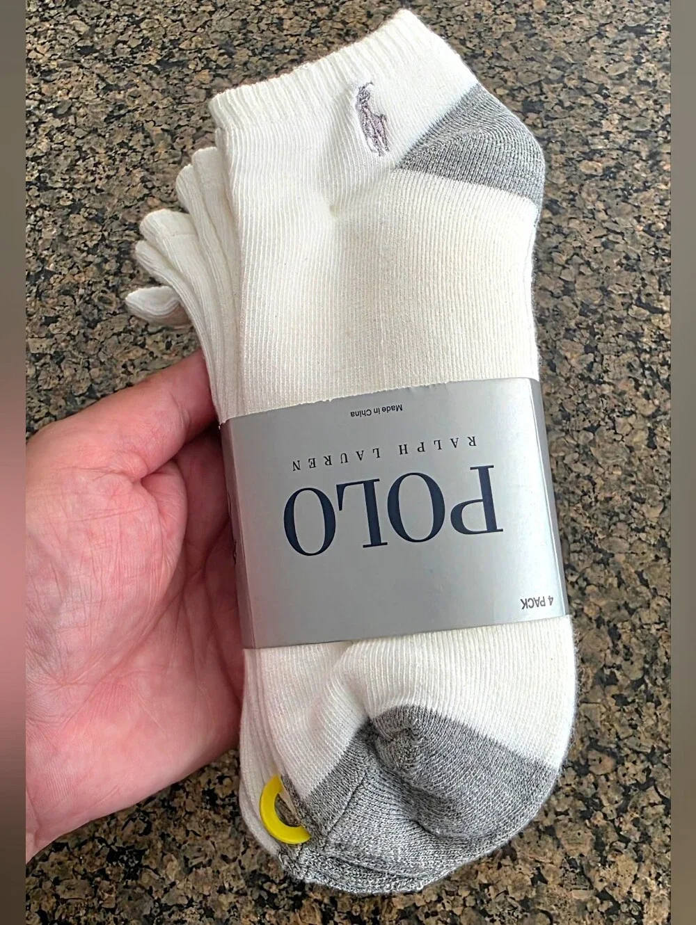 Polo Ralph Lauren Men's Y2K VTG Low Cut Socks White and Gray w/ Pony 4 pack NWT